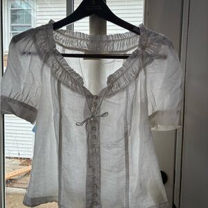 Anthropologie White Button-Front Blouse